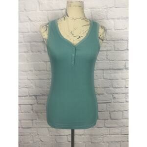Teal Ribbed Tank Top Women Size Medium